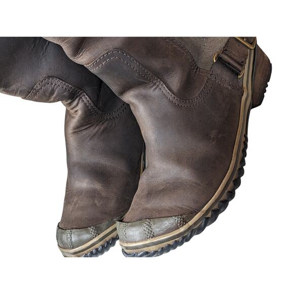 Sorel Boots Womens 6.5 Leather Slimpack Riding Snow Winter Tall Cozy NL2108-326 - Picture 8 of 11